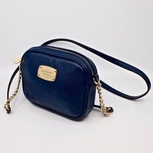 MICHAEL KORS~DARK BLUE PEBBLED LEATHER~MINI CROSSBODY BAG